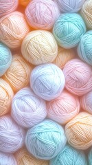 Leinwandbilder - Pastel Colored Yarn Balls in Soft Textured Background : Generative AI