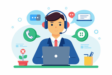 Wall Mural - Acts as a first point of contact for users facing computer difficulties.