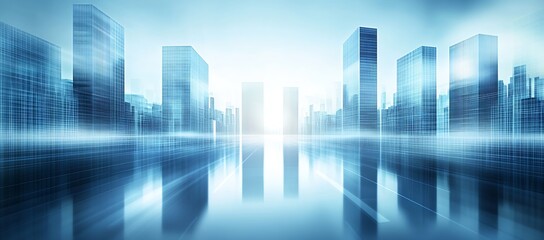 Aufkleber - Futuristic Urban Landscape with Reflective Skyscrapers and Dramatic Skyline : Generative AI