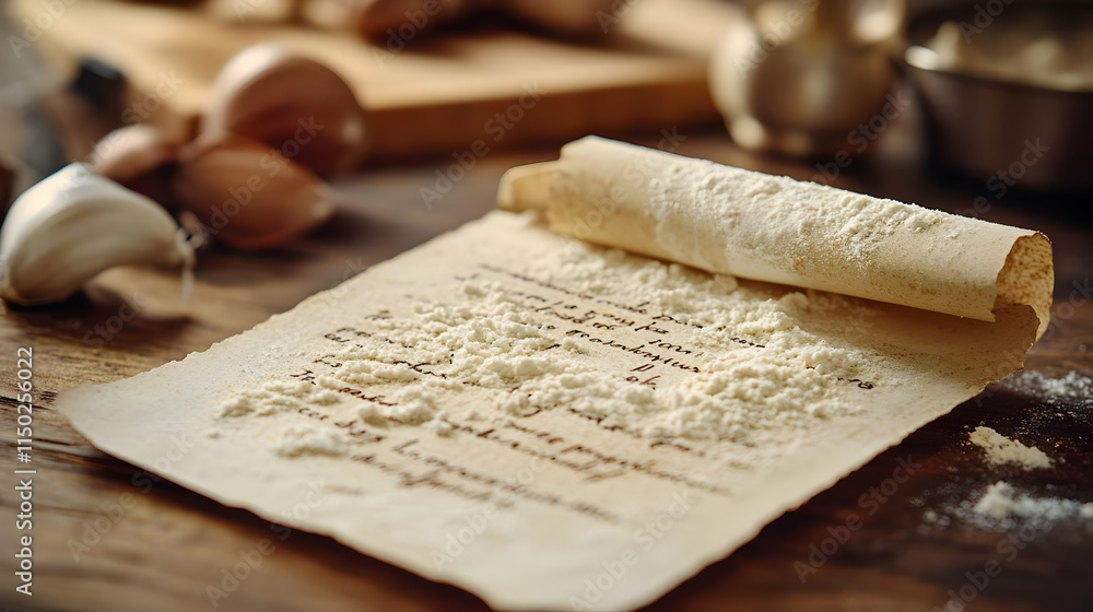 Generational Cooking Legacy: Macro Photo of Worn Family Recipe Card ...