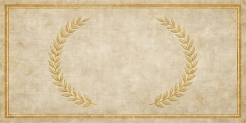 Aufkleber - Elegant Beige Background with Golden Laurel Wreath Frame