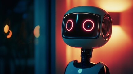 Leinwandbilder - Futuristic robot assistant with ai features modern home high-tech image indoor setting close-up view innovation concept
