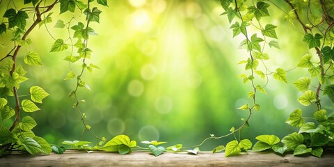 Aufkleber - Lush Green Vines Frame a Sunny Natural Background Ideal for Product Displays or Text Overlay