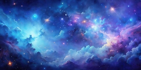 Poster - Celestial Cloudscape A Dreamlike Vision of Cosmic Nebulae and Starry Nights