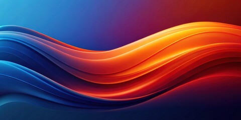 Fototapete - Abstract Swirling Blue and Orange Hues, Dynamic Curves and Flowing Lines, Gradient Background Design