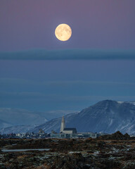 Wall Mural - reykjavik winter and moon 