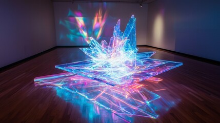 Poster - Light sculpture showcase illuminating digital installations in a contemporary artistic gallery experience