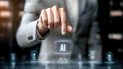 Person demonstrating artificial intelligence technology interaction