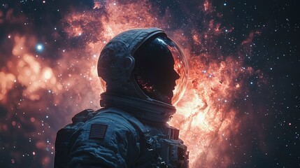Aufkleber - Astronaut profile against celestial background space double exposure art cosmic environment side view infinity concept