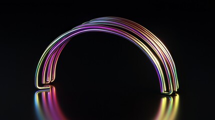 Poster - Artful display of metallic paper clips bending in curved form minimalist environment abstract photography vibrant colors