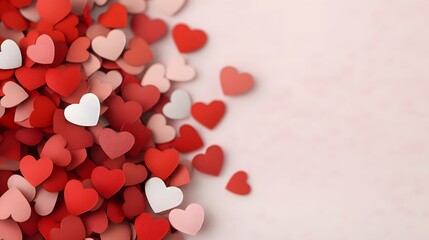 Poster - A Pile Of Red Pink And White Hearts On Pink Background