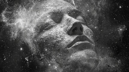 Fototapete - Ethereal transformation a face merging into a starry sky cosmic nebula digital art mystical universe close-up surrealism
