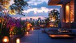 © Watasiwa - Serene Evening Terrace with City Views and Soft Lighting