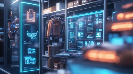 Leinwandbilder - Integrated e-commerce innovation showcase digital retail space interactive display futuristic environment modern viewpoint