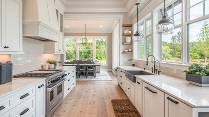 Wall Mural - Modern Bright Kitchen with Open Space and Natural Light