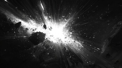 Poster - Explosive cosmic light burst outer space digital art nebula environment dynamic perspective energy concept