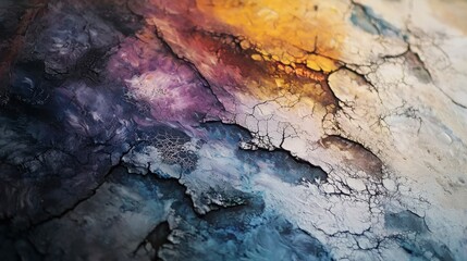 Aufkleber - Abstract canvas art close-up of textured ripples and vibrant colors in an artistic studio environment
