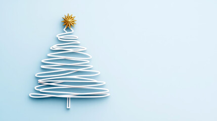 Wall Mural - abstract modern christmas tree with golden star on blue background