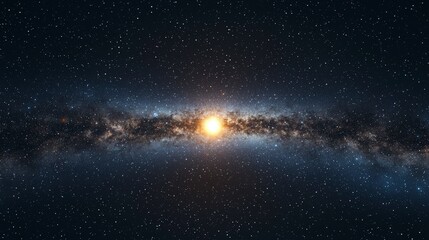 Fototapete - Expanding galaxy with a glowing center cosmic scene digital artwork deep space wide angle celestial beauty