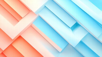 Wall Mural - Colorful abstract layers of paper in soft blue and coral tones, creating a modern design.