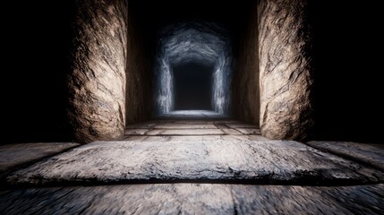 Wall Mural - A dark tunnel with a light at the end of it