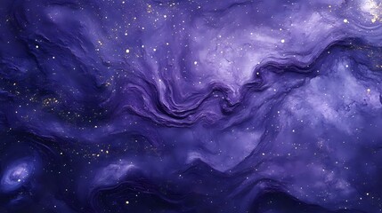 Abstract galaxy background featuring deep indigo, swirling nebulae and scattered glowing stars with a subtle cosmic bokeh effect