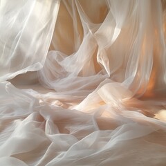 Wall Mural - a close up of a white fabric with a light shining through it