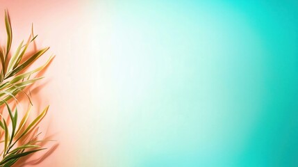 Aufkleber - Vibrant Tropical Background with Green Leaves and Soft Color Gradient