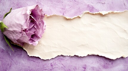 Canvas Print - A single pink rose sitting on top of a piece of paper