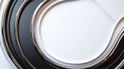 Fototapete - Abstract Flowing Metal Lines on a Soft White Background Design