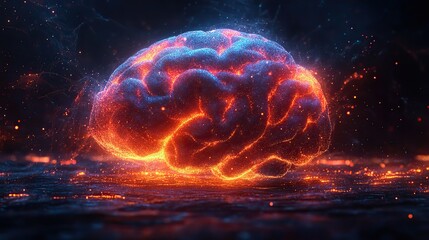 Wall Mural - artistic representation of a brain with abstract connections, symbolizing ideas, creative thinking, 