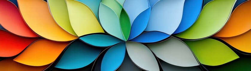 Wall Mural - Colorful abstract design featuring overlapping petals in vibrant shades.