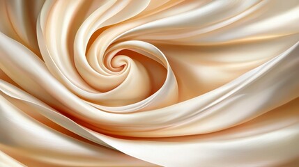 Wall Mural - A close up of a white and peach colored fabric with a spiral design