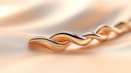 Wall Mural - A close up of a gold and silver bracelet on a beige background