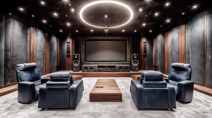 Wall Mural - Luxurious Home Theater Design Featuring Stunning Stylish Elements With Integration