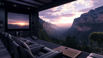 Wall Mural - creates luxury home theater design for a stunning and stylish cinematic experience