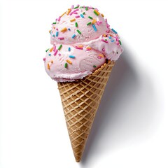 Wall Mural - a photostock of decorative pink ice cream cones with bright sprinkles, arranged symmetrically on a c