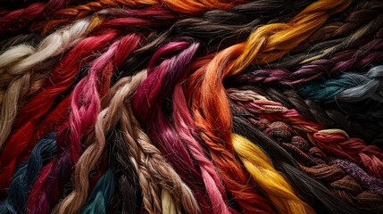 Leinwandbilder - Artistic display of vibrant hair strands studio setting close-up photography colorful environment abstract viewpoint