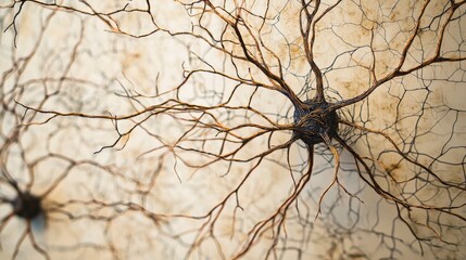 Aufkleber - Neuronal network diagram illustrating nerve branching like roads science lab infographic close-up view medical concept