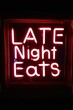© Ace64 Studio - A neon sign with the text 'LATE Night Eats' in white letters on a red background
