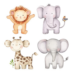  [ Cartoon style animal grid illustration for kids] Happy Animal Friends Cartoon Illustration Grid Unleashed Joy Wildlife Celebration Digital Art