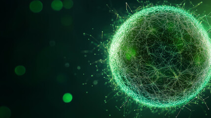 Wall Mural - abstract green sphere: a mesmerizing abstract sphere, composed of glowing lines and particles, float
