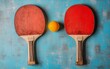 © ArtCookStudio - Ping pong paddles and ball on a simple background set for a fun game