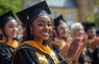 © yevgeniya131988 - Group of Smiling Multiethnic Students Clapping in Graduation Caps at University