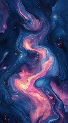 Poster - Swirling cosmic patterns with vibrant colors and deep space background