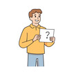 © Ente - minimal flat man Handing over a paper with a question to someone flat vector