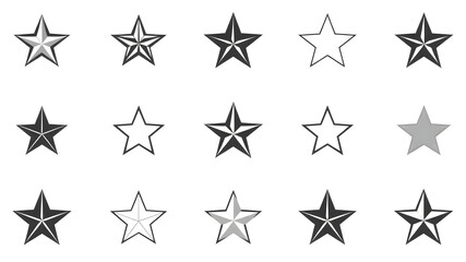 Set of stars icon, star symbol collection, black and white color Generative AI
