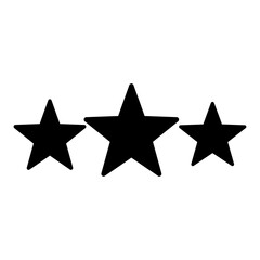 Wall Mural - simple and bold illustration of three black stars on a white background, with one larger star center