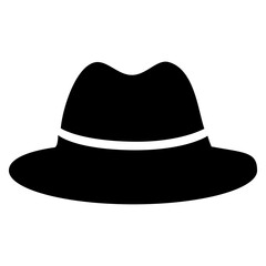 Wall Mural - silhouette of a wide-brimmed hat with a ribbon, on a plain white background, symbolizing style and f