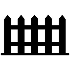 Wall Mural - black silhouette of a classic wooden picket fence on a white background, symbolizing boundaries or p